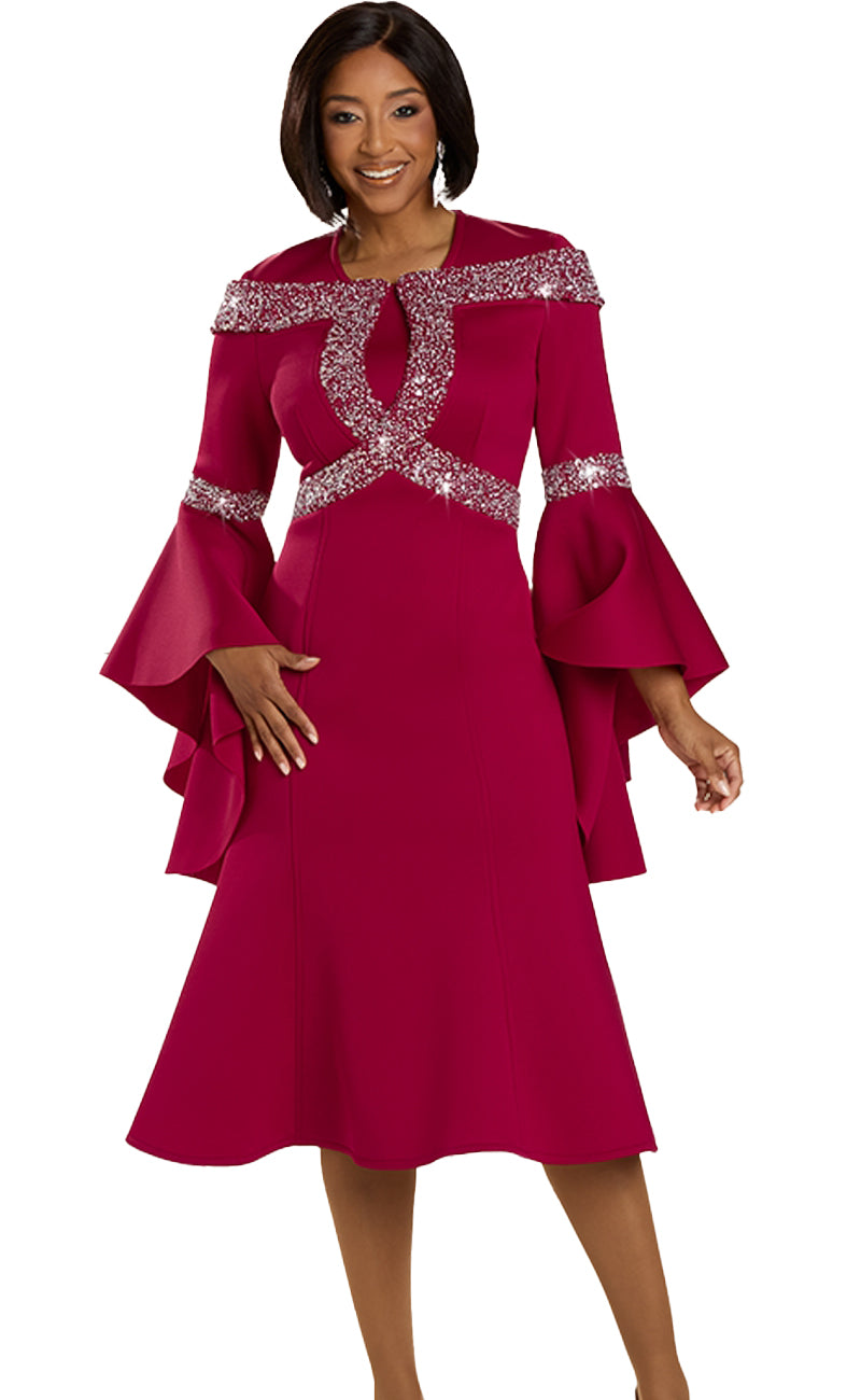 Donna Vinci Church Dress 12129-Berry - Church Suits For Less