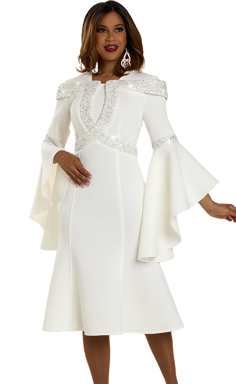 Donna Vinci Church Dress 12129-Off-White - Church Suits For Less