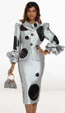 Donna Vinci Church Suit 12205-Platinum