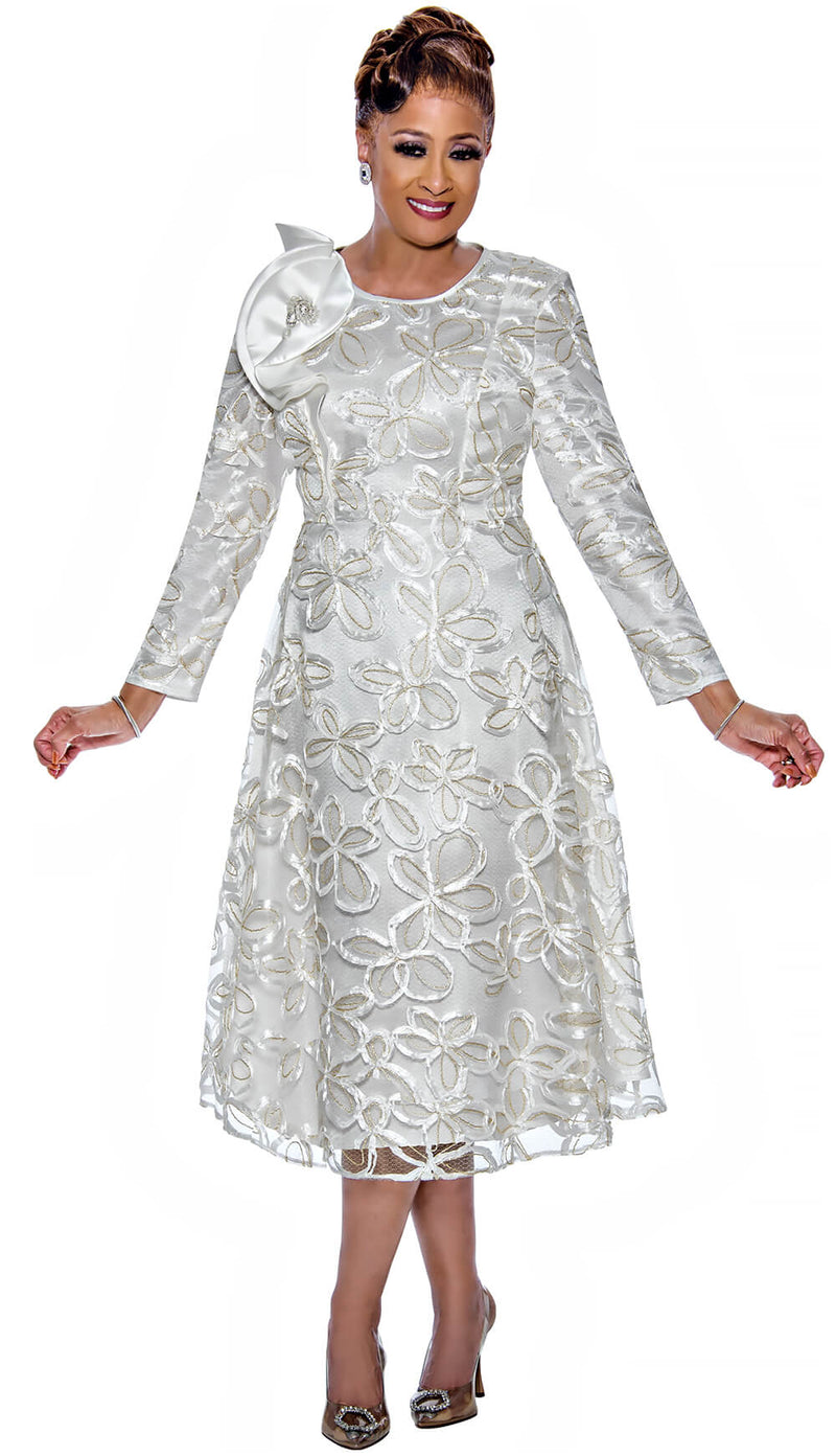 Dorinda Clark Cole Dress 5271C-White - Church Suits For Less