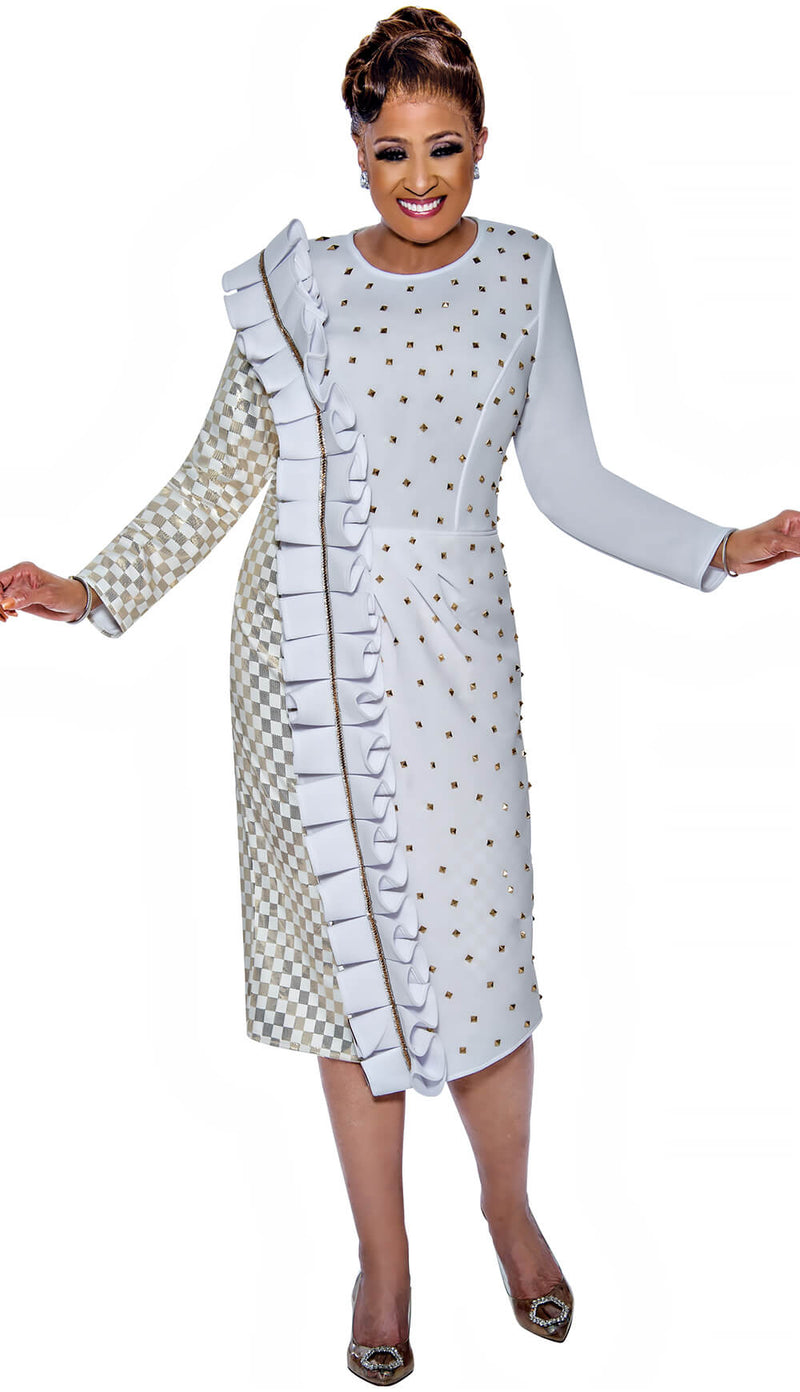 Dorinda Clark Cole Dress 5411 - White - Church Suits For Less