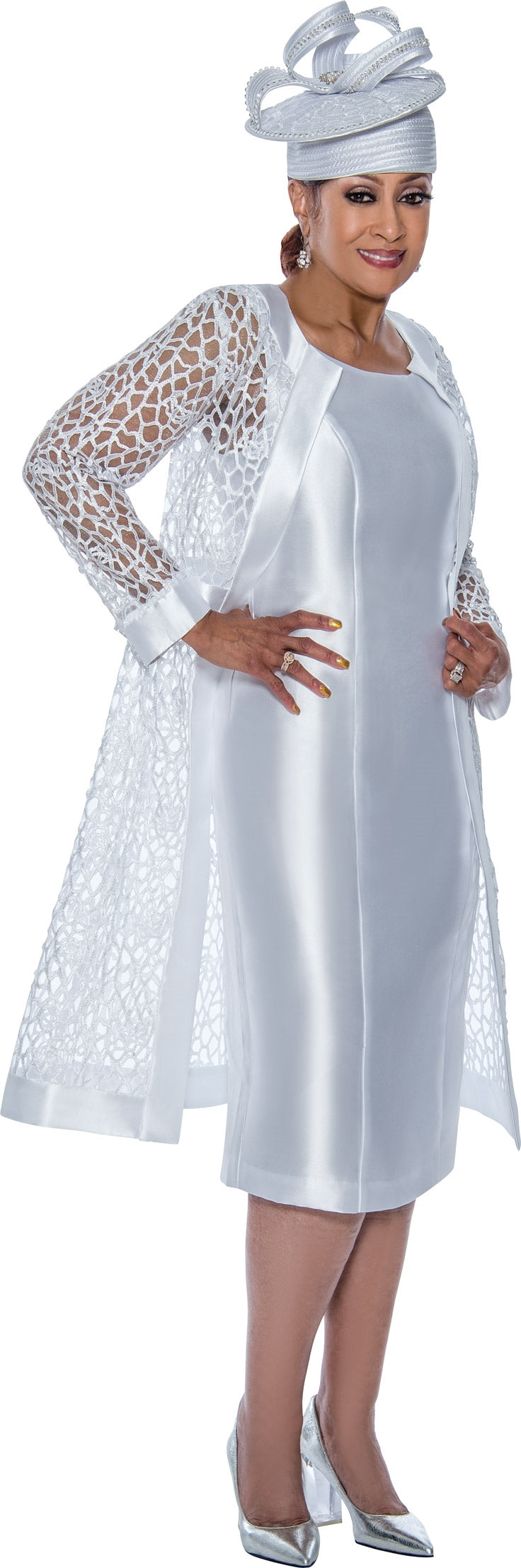 Dorinda Clark Cole Jacket Dress 4892-White - Church Suits For Less