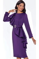Church Dress By Nubiano 12131C-Purple