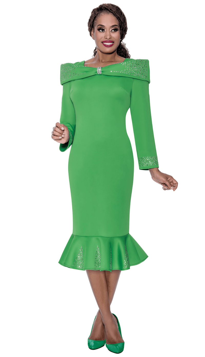 Church Dress By Nubiano 100101-Paris Green