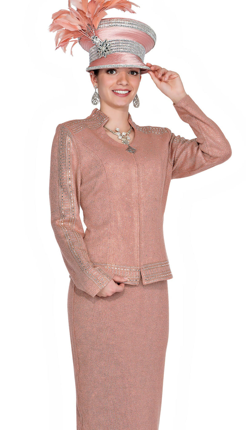 Elite Champagne Church Suit 5954-Peach - Church Suits For Less