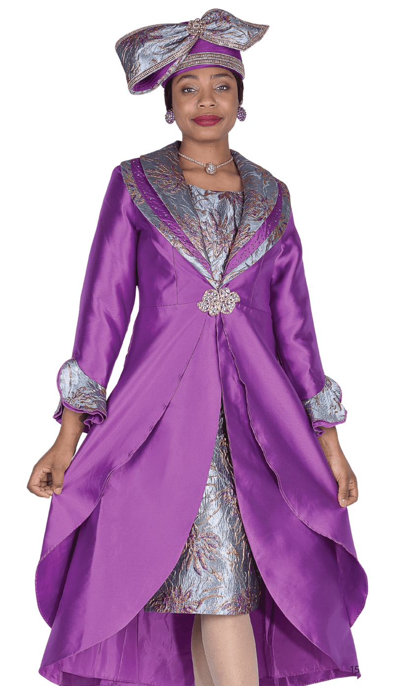 Elite Champagne Dress Suit 6160-Purple/Gold