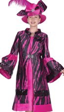 Elite Champagne Church Dress 6170-Fuchsia/black