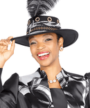 Elite Champagne Women Church Hat 6171-Black/White