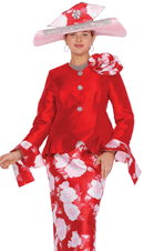 Elite Champagne Church Suit 6061-Red/Pink