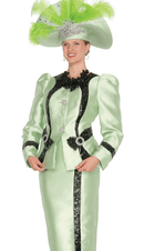 Elite Champagne Church Suit 6074-Light Green