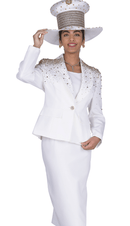 Elite Champagne Church Suit 6151-Off-White