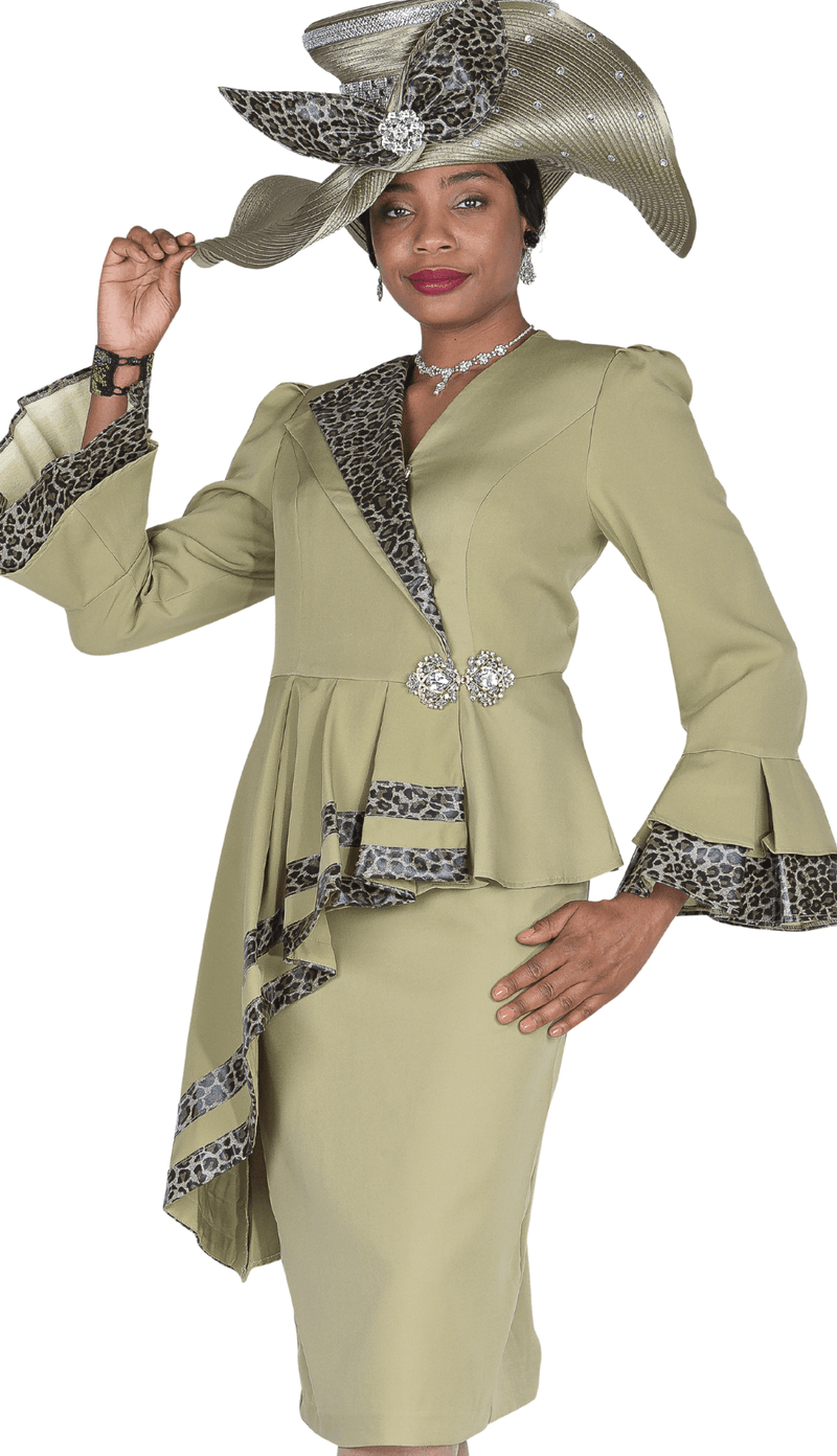 Elite Champagne Church Suit 6154-Olive