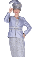 Elite Champagne Church Suit 6157-Silver