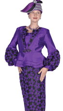 Elite Champagne Church Suit 6158-Purple/Black