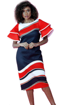 For Her Women Dress 82088C-Red/Navy