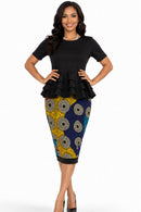 For Her Skirt Set 8733C-Navy/Print