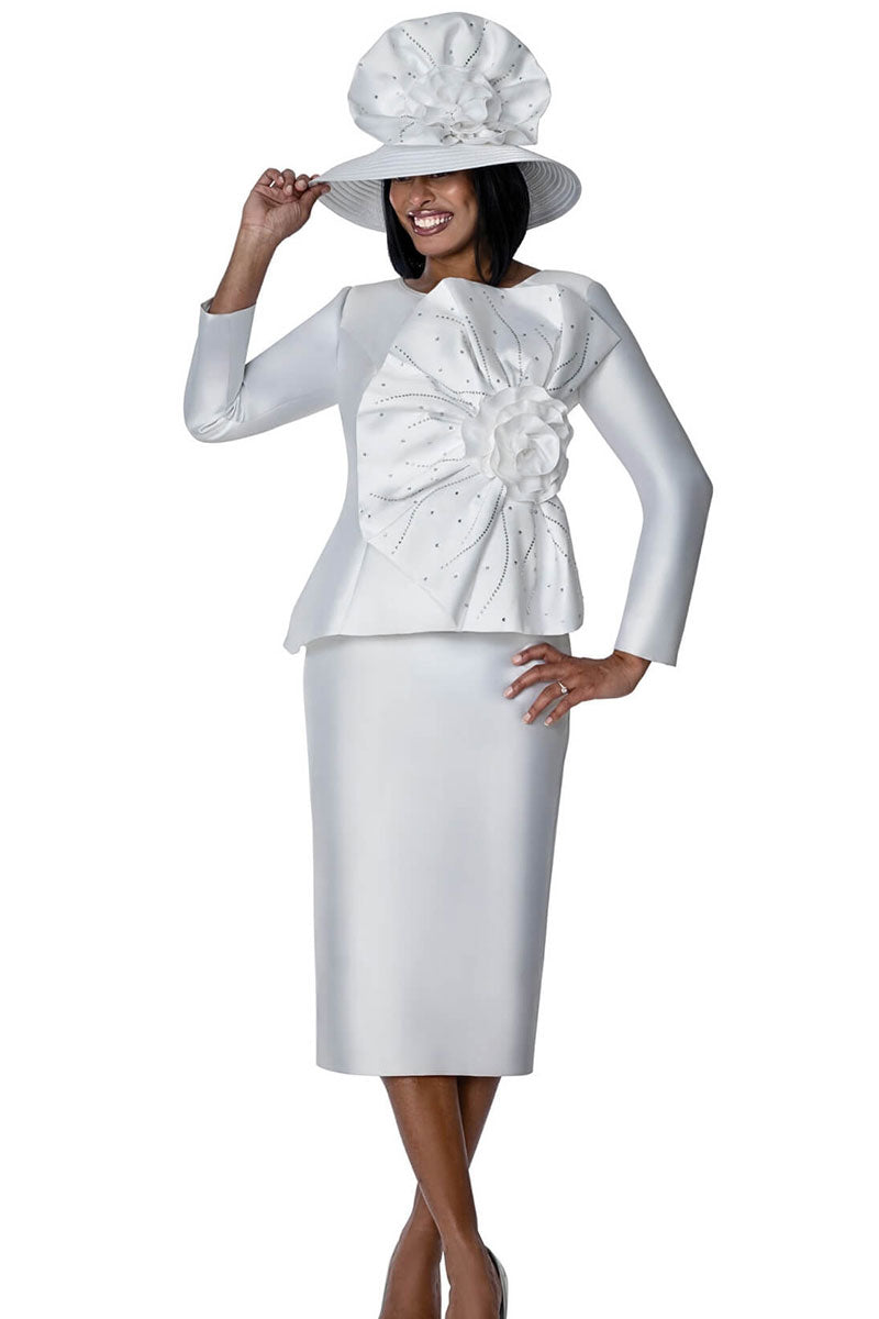 knee length dresses for ladies Diana Couture 8850-WHT Church Dress White / 10 main image 0