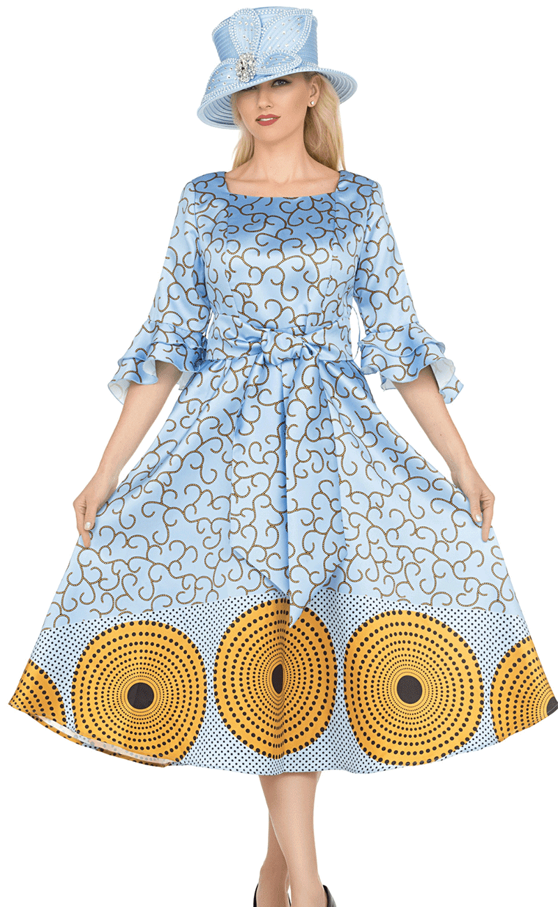 Giovanna Dress D1587-Blue - Church Suits For Less