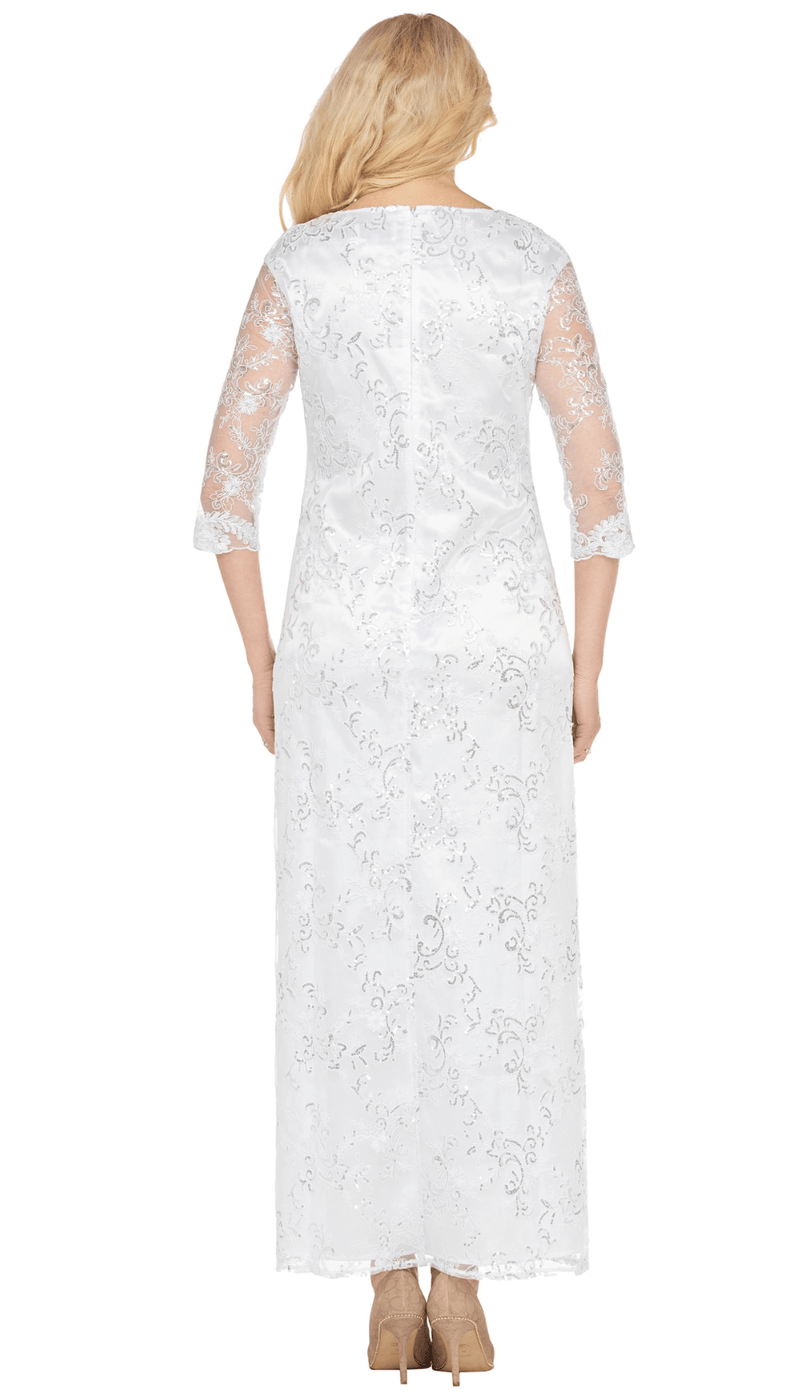 plus size white maxi dress with sleeves Giovanna Dress D1667B-White