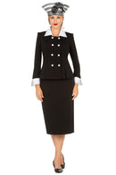 Giovanna Church Suit S0742C-Black/White