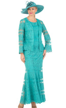 Giovanna Church Suit 0974-Sea Green - Church Suits For Less
