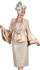 Giovanna Church Suit G1212-Champagne + Camisole (3-PCS)