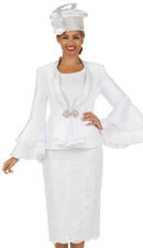 Giovanna Church Suit G1212-White + Camisole (3-PCS)