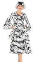 Giovanna Dress DP2405C-White/Navy - Church Suits For Less