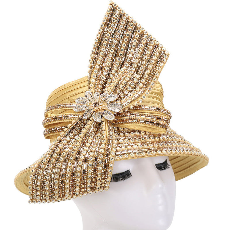 Giovanna Church Hat HR22114-Gold - Main Image