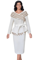 Women Church Suit 600672-Ivory/Gold