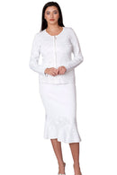 Kayla Knit Skirt Suit 5396-White Multi