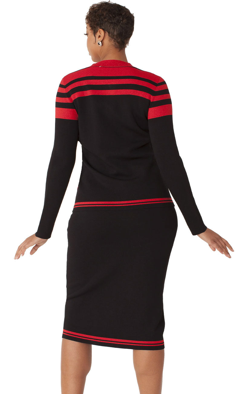 Kayla Knit Suit 5324-Red/Black