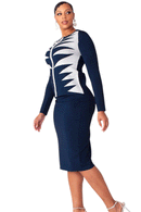 Kayla Knit Suit 5362-Navy/Silver