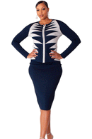 Kayla Knit Suit 5362-Navy/Silver
