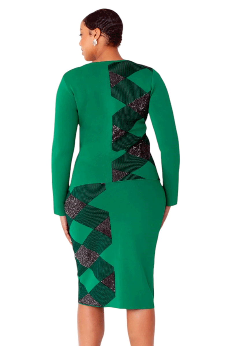 Kayla Knit Suit 5365-Emerald/Black Kayla Knit Suit 5365-Emerald/Black