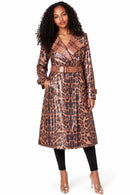 Leopard Print Belted Trench Coat 83041
