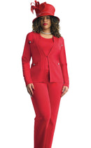 Lily And Taylor Pant Suit 780-Red - Church Suits For Less