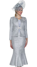 Lily And Taylor Skirt Suit 5154-Silver