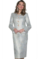 Lily And Taylor Skirt Suit 5180-Blue Multi