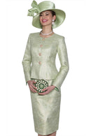 Lily And Taylor Skirt Suit 5180-Green Multi