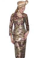 Lily And Taylor Skirt Suit 5182-Green Multi