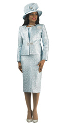 Lily And Taylor Suit 4863-Ice Blue/Silver
