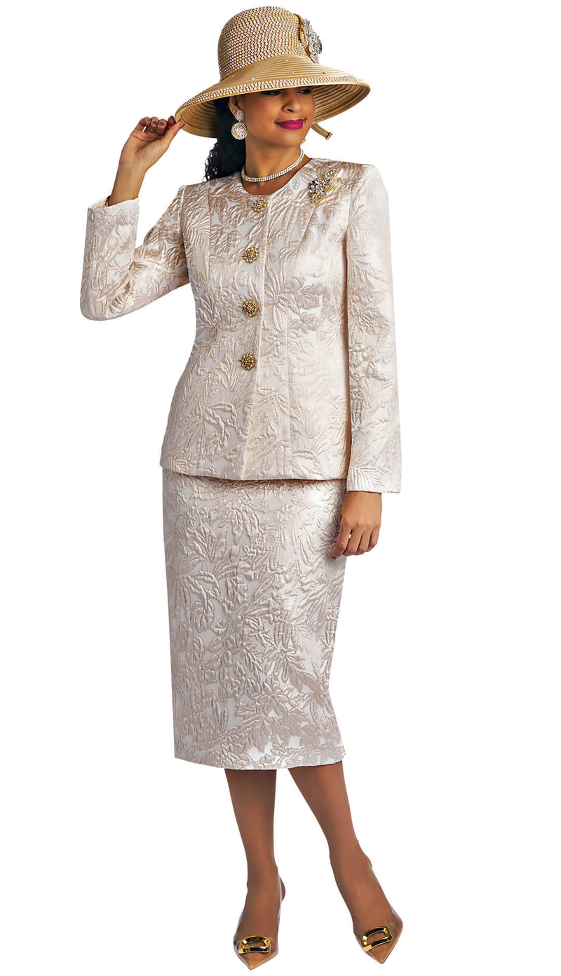 Lily And Taylor Suit 4805-Ivory/Gold - Church Suits For Less