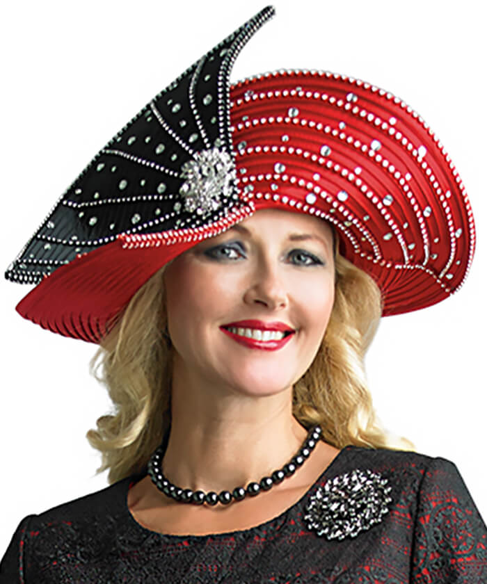 Lily and Taylor Hat H391 - Red/Black - Church Suits For Less