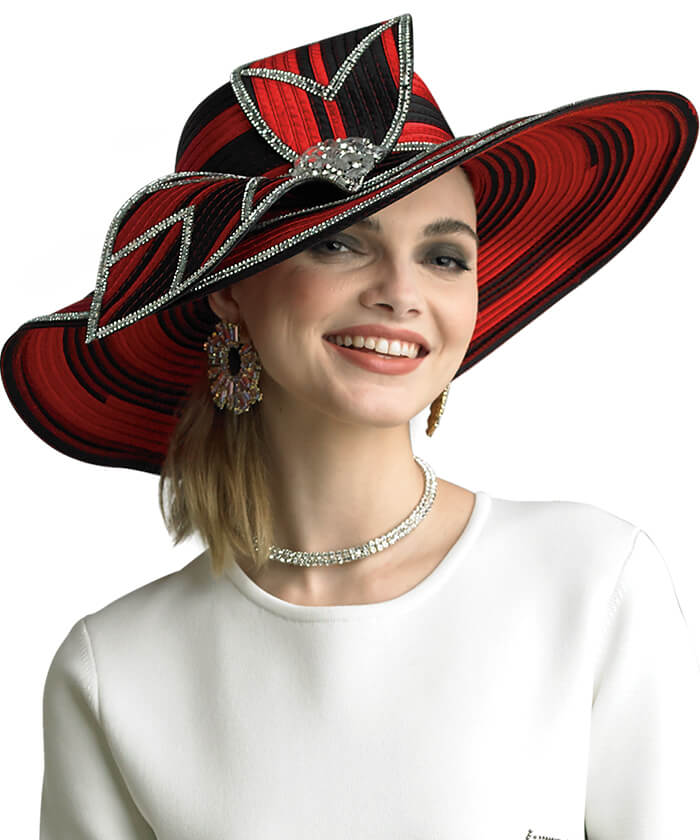 Lily and Taylor Hat H289-Fucshia-Red/Black