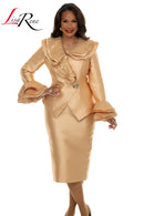 Lisa Rene Church Suit By Donna Vinci 3381-Gold