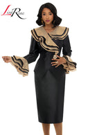Lisa Rene Church Suit By Donna Vinci 3381-Black/Gold