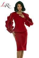 Lisa Rene Church Suit By Donna Vinci 3396-Burgundy