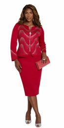 Lisa Rene Church Suit By Donna Vinci 214YJC-Red-Fast Ship
