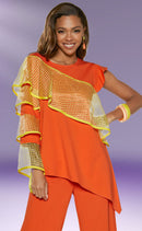 Love The Queen Top 17375T- Tangerine/Yellow - Church Suits For Less